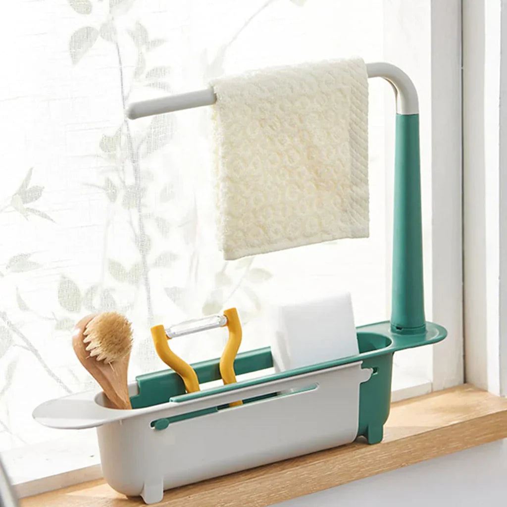 Telescopic 2-in-1 Kitchen Sink Storage Rack Holder
