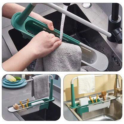 Telescopic 2-in-1 Kitchen Sink Storage Rack Holder
