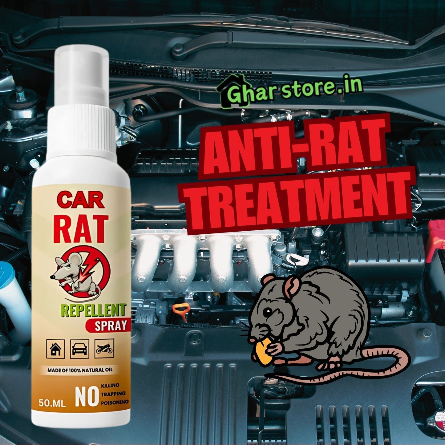 No Entry Rat Repellent Car Spray - Pack of 3